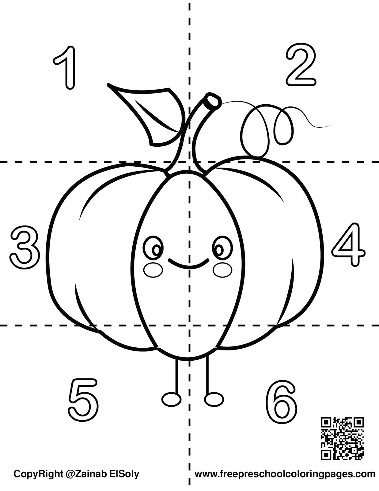 Download set of cute food square puzzle- learn to count 1 -6