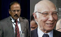 National Security Advisor Ajit Doval (L), and Pak NSA Sartaj Aziz (R)