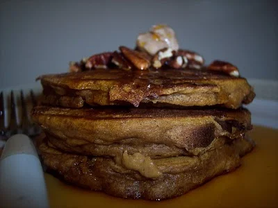 Stack of sweet potato pancakes.