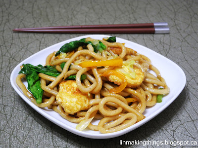 http://linmakingthings.blogspot.ca, udon, stir-fry, vegetarian, Japanese