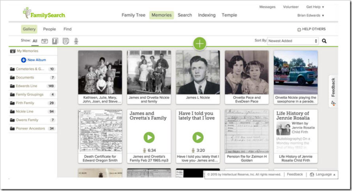 New FamilySearch Memories Gallery