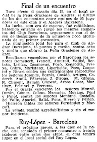 Recorte de La Vanguardia, 22/8/1926