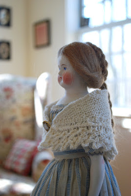 china doll with hand knit shawl 