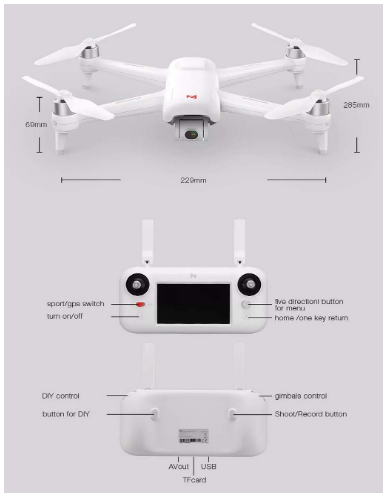 FIMI A3 5.8G 1KM FPV 2-axis Gimbal Drone with 1080P Camera