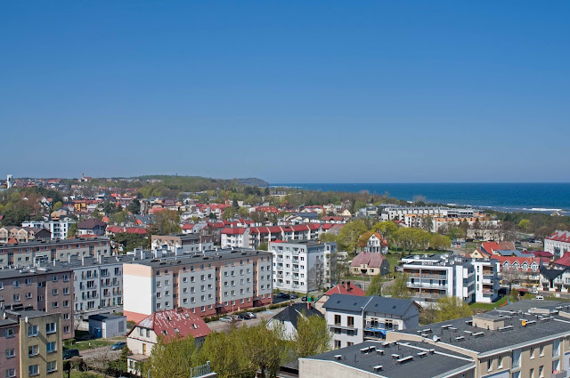 Rozewie, Latarnia morska, widok na panoramę miasta i okolicy