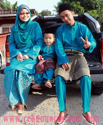 raya 2015, Hijau turquoise, tema raya, songket cotton