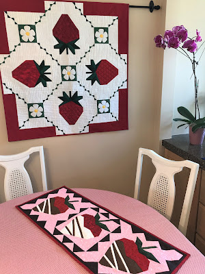 strawberry wall hanging and table runner