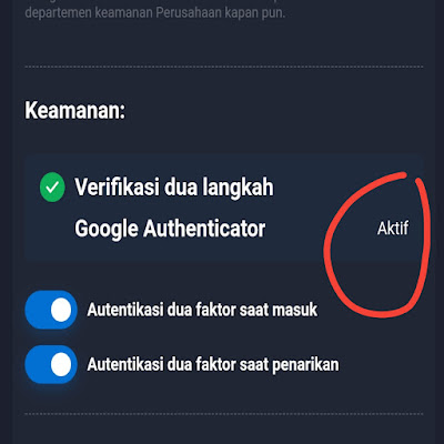 Google Authenticator. Agar akun anda aman.