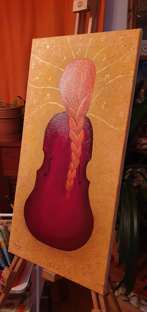 Peinture sur toile Masha: "La femme violoncelle"