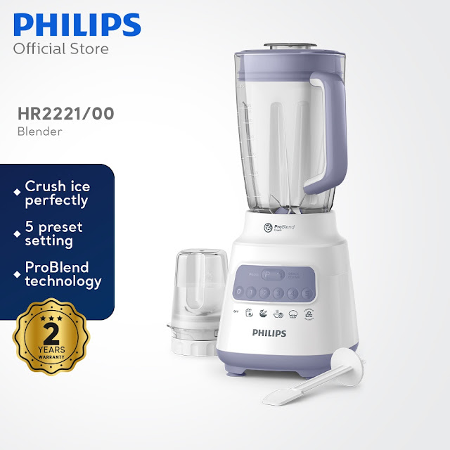 Philips Blender 2L Plastic Jar with 5 Speeds HR2221