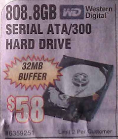 Frys Ad for 808.8GB drive, $58