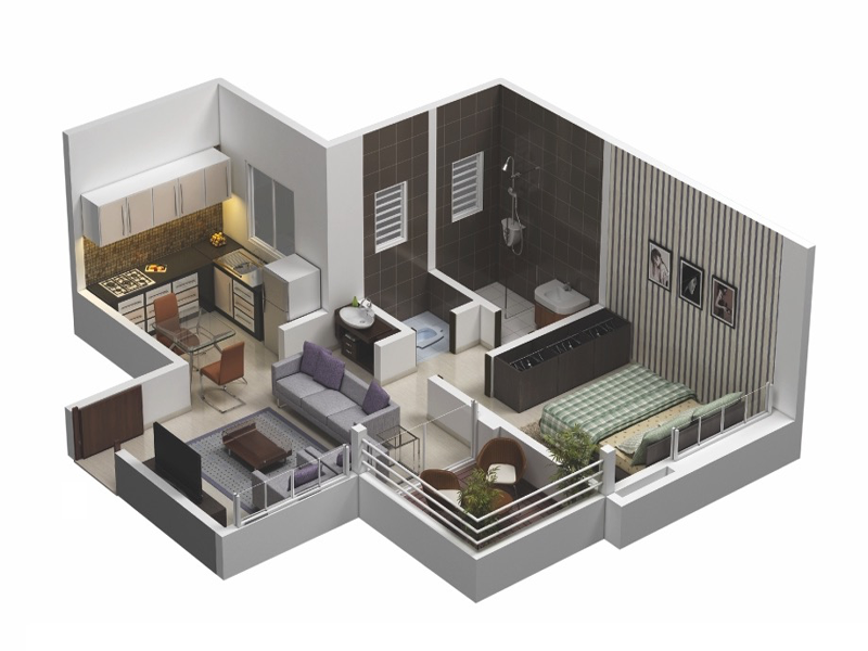 Desain Rumah  Minimalis Apartement 1 Kamar Tidur Design 