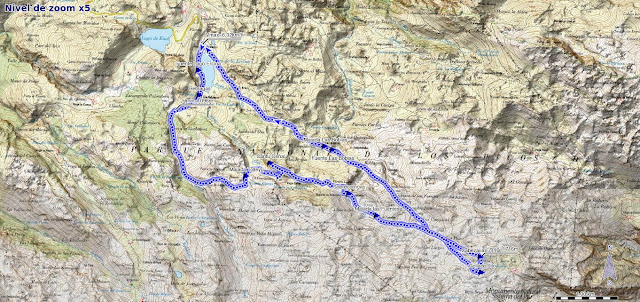 Mapa de la ruta al Cantu Ceñal y Cabeza la Forma desde el Lago Ercina