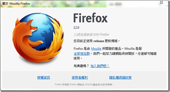 Firefox 12 about