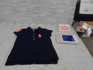 中古品　子供服　130㎝　POLO　ブラック　半袖ポロシャツ　598円