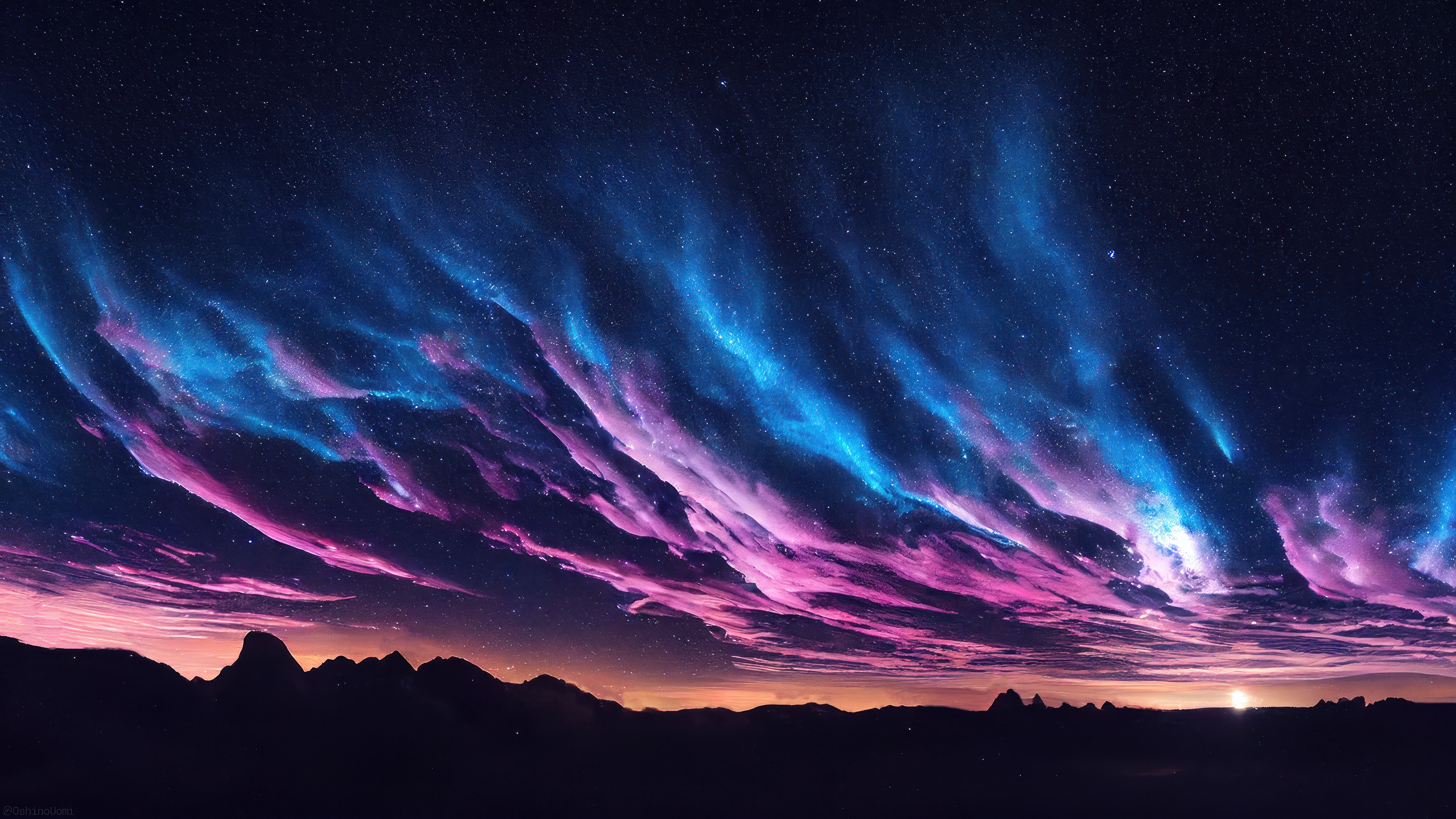 Beautiful Night Sky Sunset Scenery 4K Desktop PC