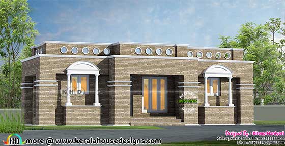 Grey Brick Elevation - Traditional Arabic House Design