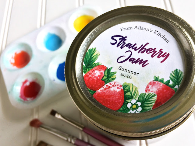 Custom Watercolor Strawberry canning labels