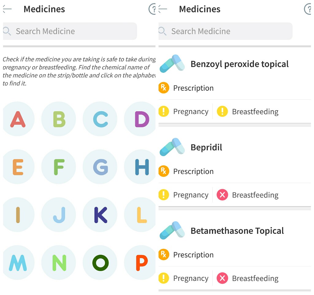 list of medicine in asianparent app