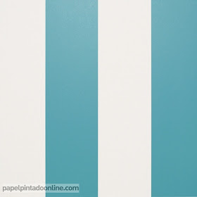 papel pintado rayas turquesas y beige ref. 914