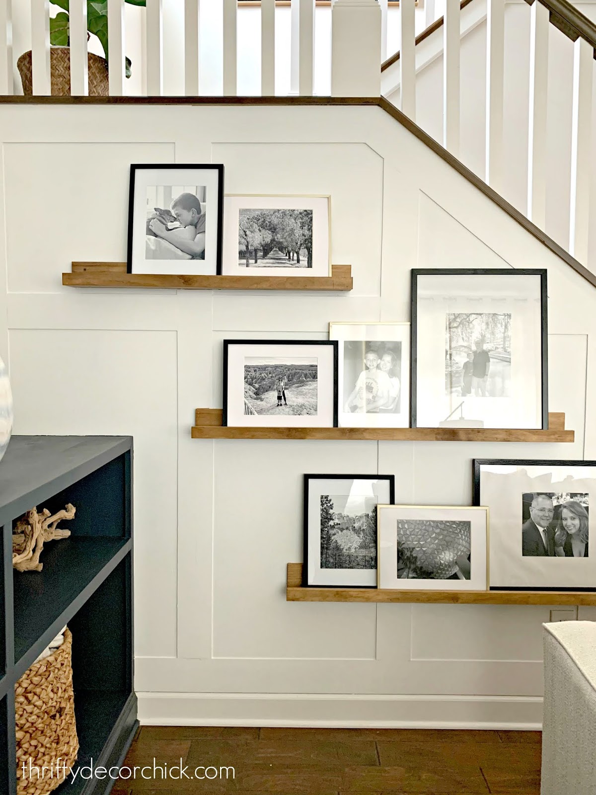 board and batten wall with frames