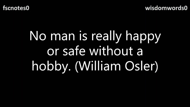 No man is really happy or safe without a hobby. (William Osler)