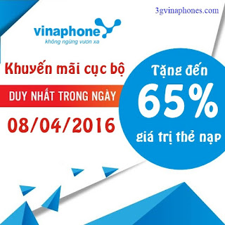 Khuyến mãi nạp thẻ Vinaphone chỉ duy nhất ngày 8/4