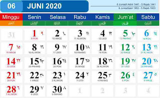 Kalender Bulan JUNI 2020