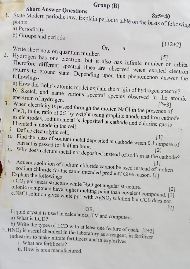 Class 11 Chemistry technical paper 2079 (final term)