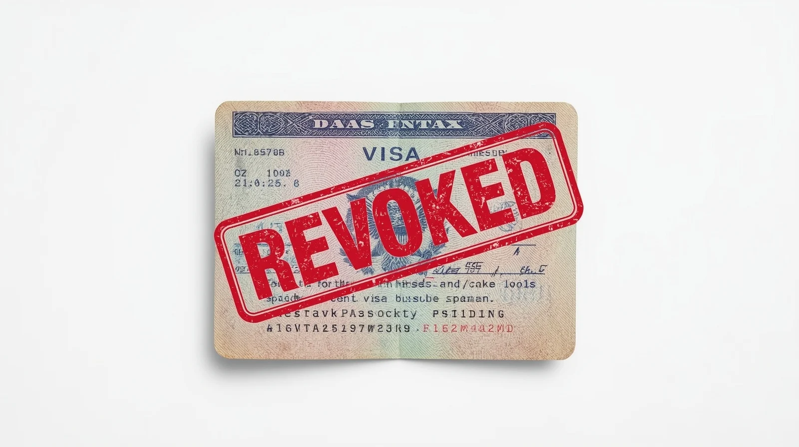 মার্কিন ভিসার ওপর 'REVOKED' স্ট্যাম্প সহ প্রতীকী চিত্র