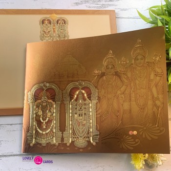 Metallic Gold Balaji Wedding Card 11" X 9 "