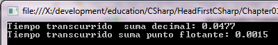 Ejecución prueba no. 3 double vs decimal.