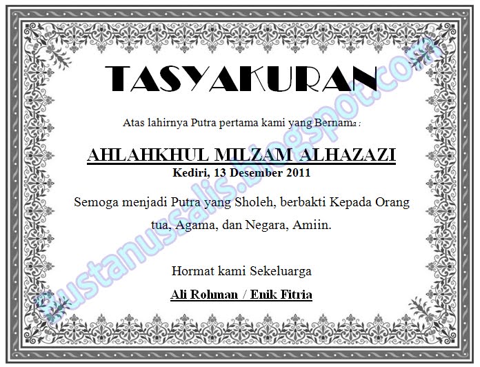 Download template undangan Walimatul ursy, tahlil dan