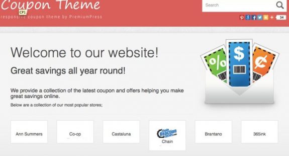 Build websites with coupons with the CouponPress WordPress theme.