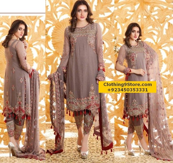 Zebtan Hand Embroidered Chiffon for Winter Parties 2018 