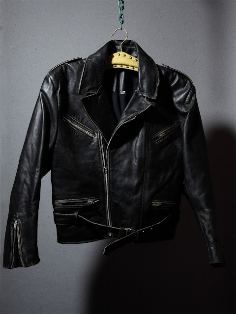 Schwarze Biker-Lederjacke Vintage bei Burrito Bros. Customware