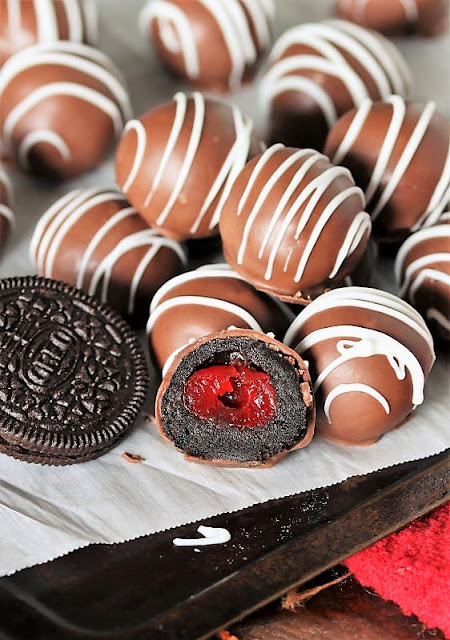 Oreo Balls Stuffed with Maraschino Cherries Image