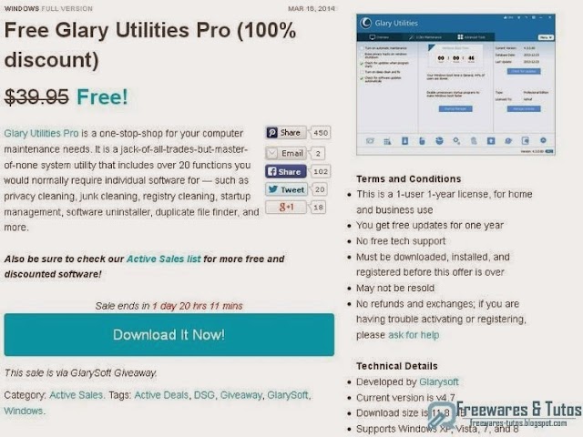 Offre promotionnelle : Glary Utilities Pro 4 à nouveau gratuit (pendant 48 heures) !