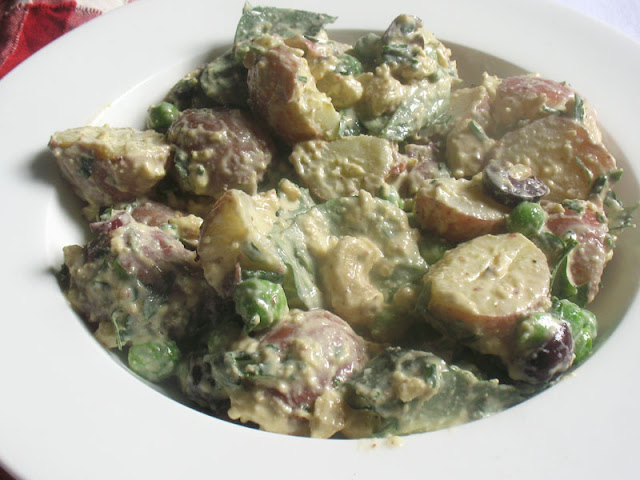 potato salad with cashews and fresh herbs