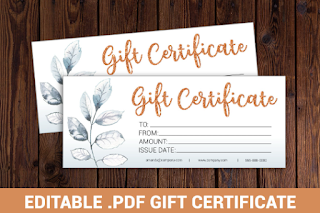 Gift certificate template printable, editable gift certificate template, gift card template, gift card printable, gift voucher template pdf