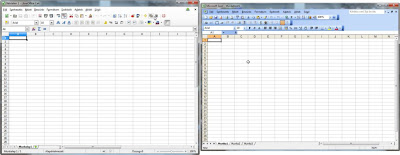 Excel és Libre Office felülete