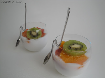 Crema al limone con macedonia di arance e kiwi - Dolce al cucchiaio all'arancia