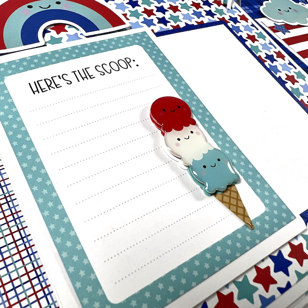 Memorial Day & July 4th Scrapbook Album page with ice cream cone