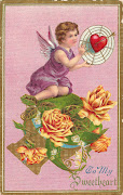 Aren't the colors of this vintage Valentine postcard beautiful? (valentine )