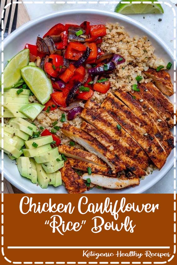 {NEW} Smoky Chicken and Cauliflower "Rice" Bowls 🥑🌱🌶 This is an EXCELLENT quick & healthy dinner idea, OR make a few servings, then put them in your fridge for meal prep this week! To make the cauliflower "rice" you can purchase frozen or fresh.