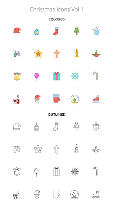 Christmas Color And Outline Icons Vol.1