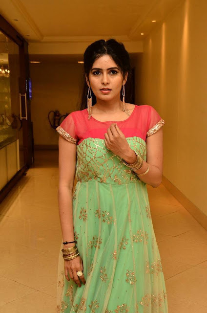 Telugu actress Madhumitha Krishna Photos in green color lehanga