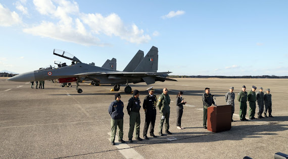 Joint Fighter Training Exercise 'Veer Guardian' held by Japan and India at Hyakuri Air Base in Japan