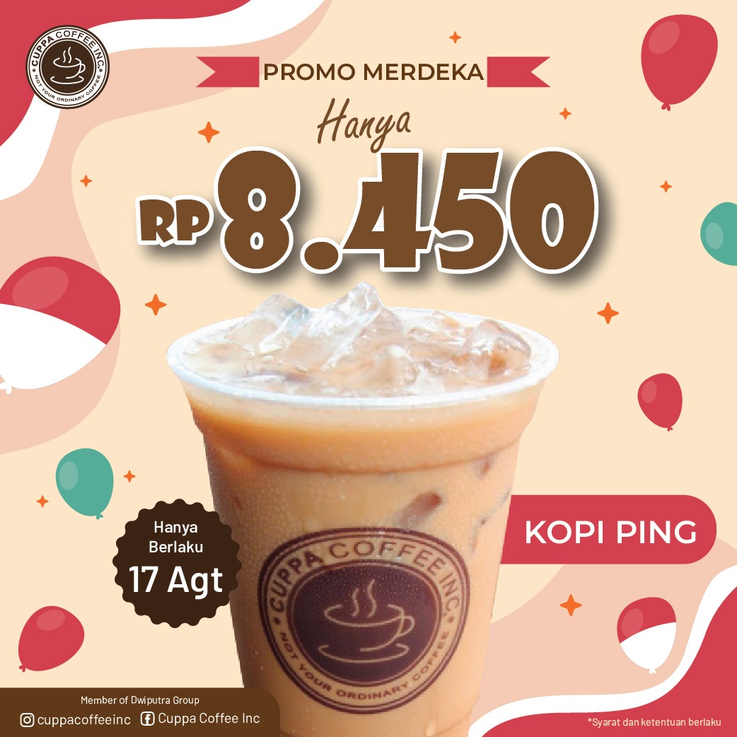 CUPPA COFFEE Promo MERDEKA KOPI PING Cuma Rp 8.450