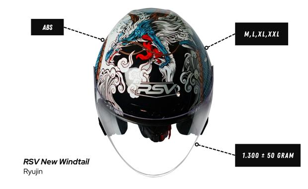 Spesifikasi material, ukuran dan bobot helm RSV New Windtail 2022